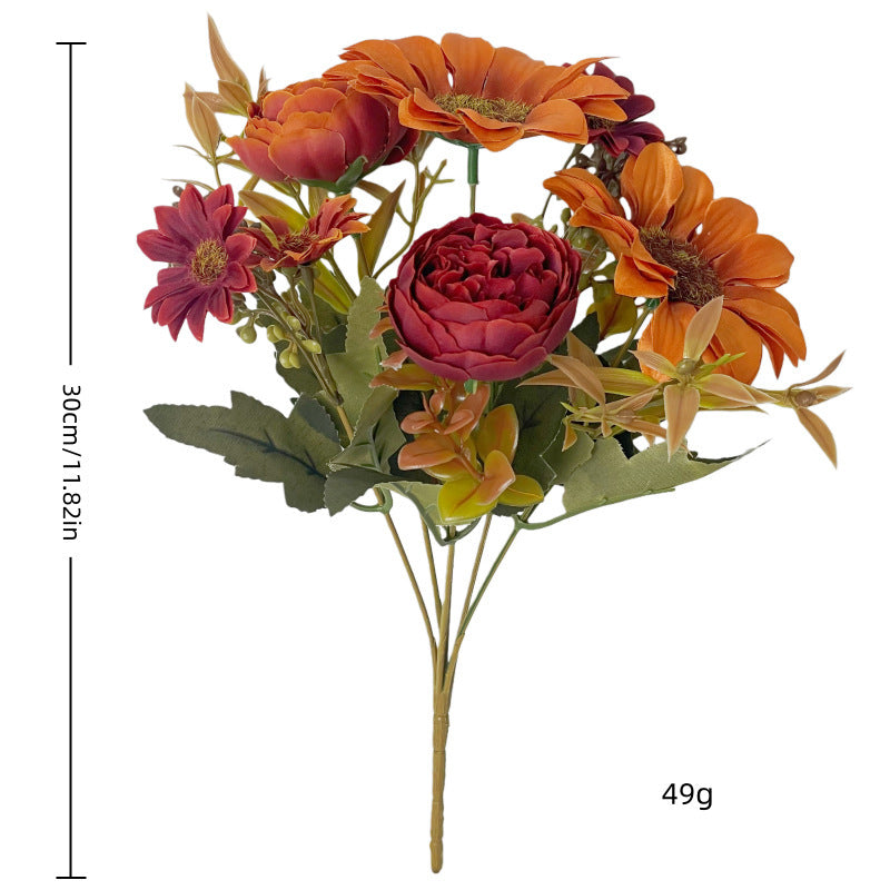 🌻✨Autumn artificial sunflower and peony bouquet set