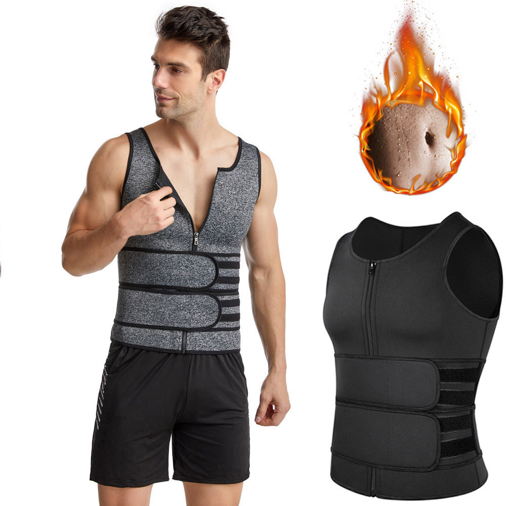 ⭐💪Men Body Shaper Sauna Vest Waist Trainer Double Belt