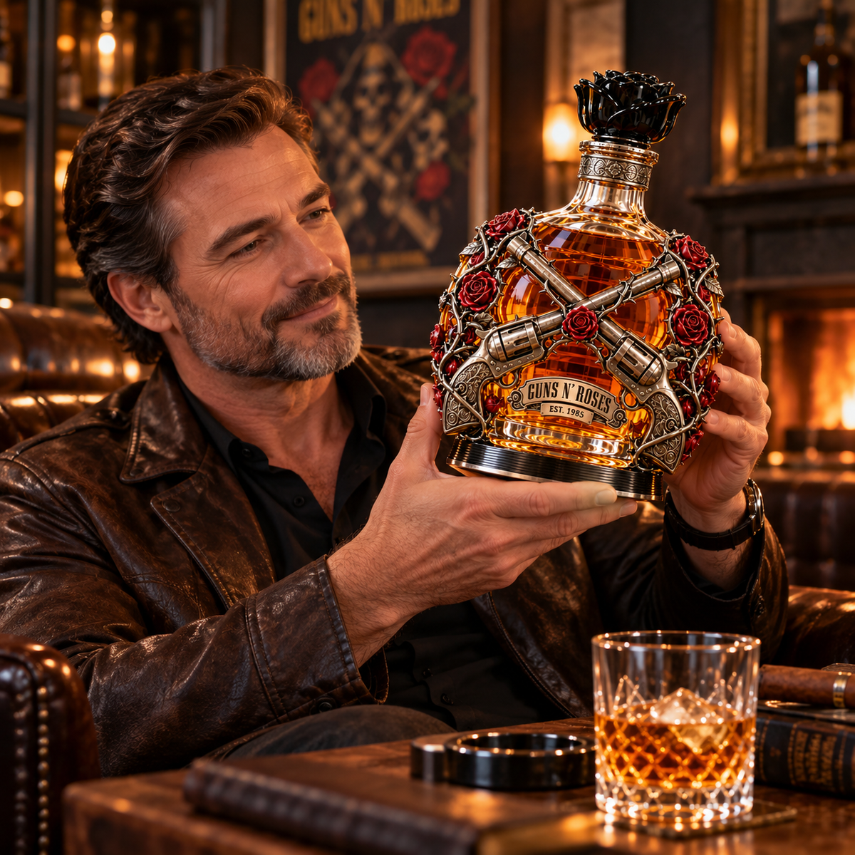 🌹 Roses & Rebellion Whiskey Decanter — For the Music That Never Gets Old