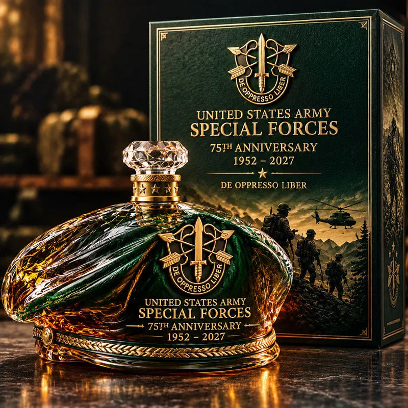 United States Army Special Forces 75th Anniversary Whiskey Bottle