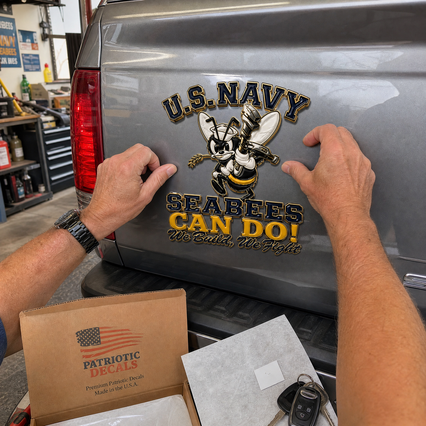 🐝⚓U.S. Seabees CAN DO! Veteran Tribute Metal Emblem