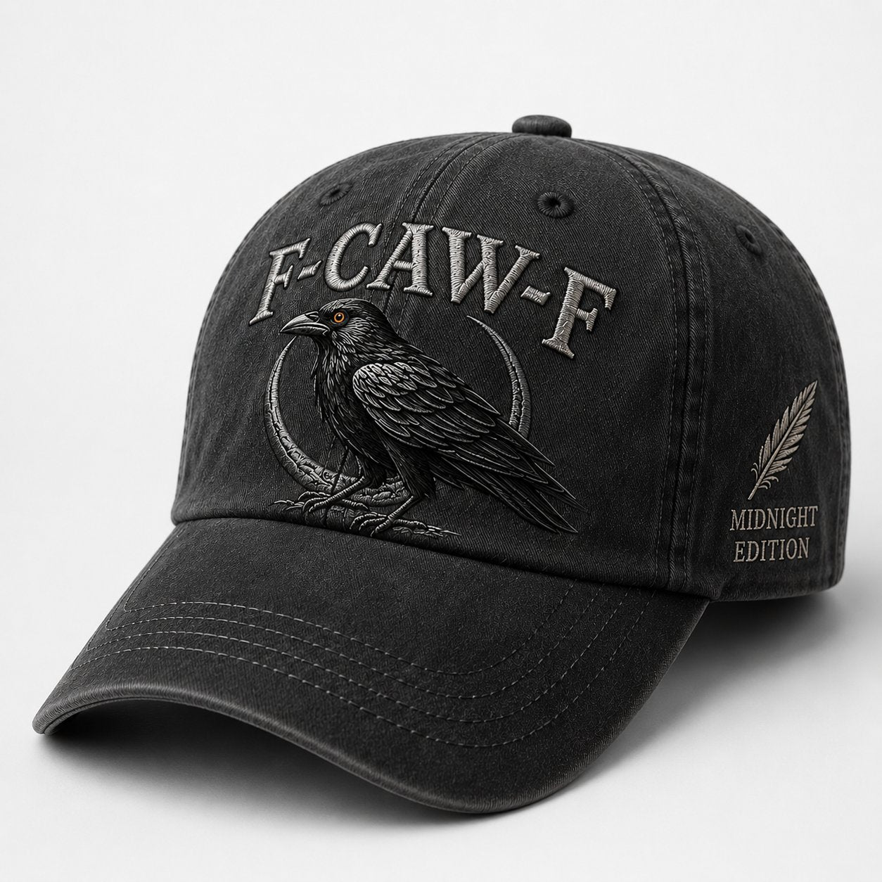๐ฆโโฌF-CAW-F Midnight Edition Raven Cap โ Vintage Washed Embroidered Crow Hat