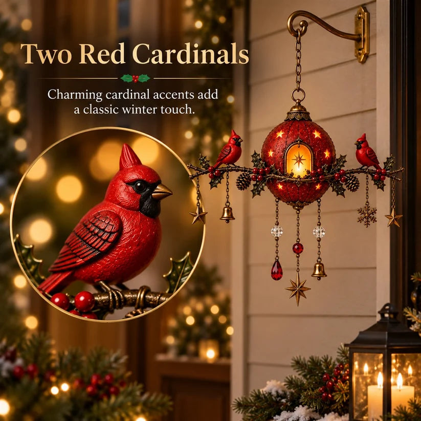 Two red cardinal detail