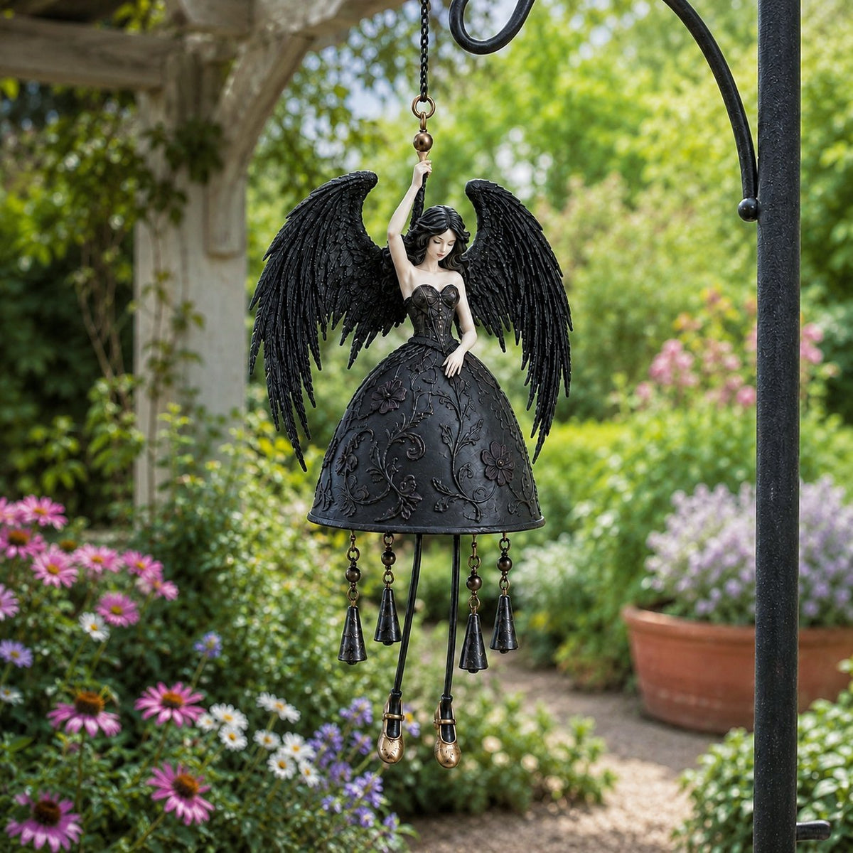 π Dark Angel Gothic Wind Chime β Enchanting Outdoor Garden Hanging Decor