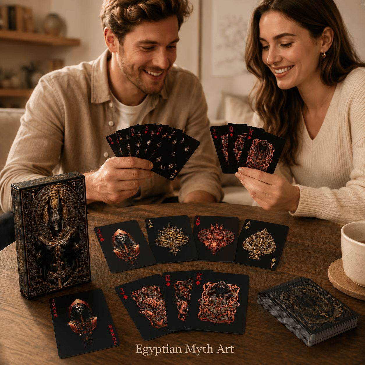 🃏👑 Black-Gold Egyptian Mythology Playing Cards