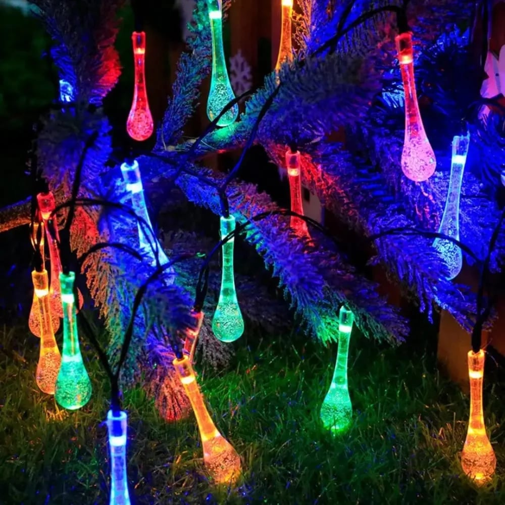 Solar Teardrop Bubble String Lights - 16.4 ft, 20 Multicolor Lights