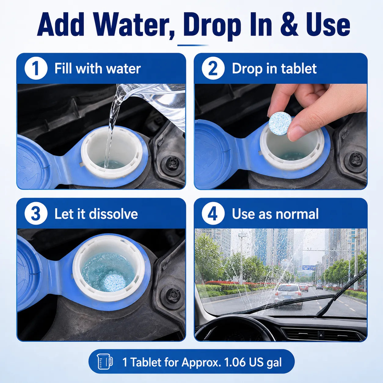 🚗💧 Windshield Washer Tablets — Drop, Dissolve & Drive Clear!