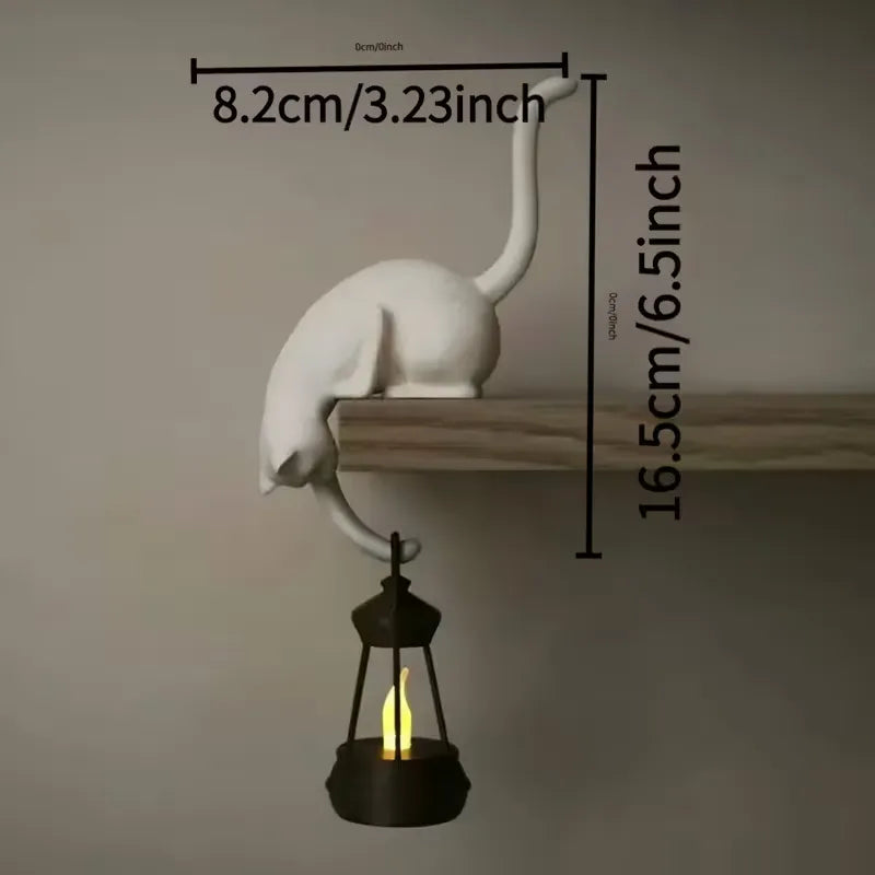 🐈⬛🏮 Peekaboo Black Cat Lantern Decor – Cozy LED Shelf Accent for Cat Lovers