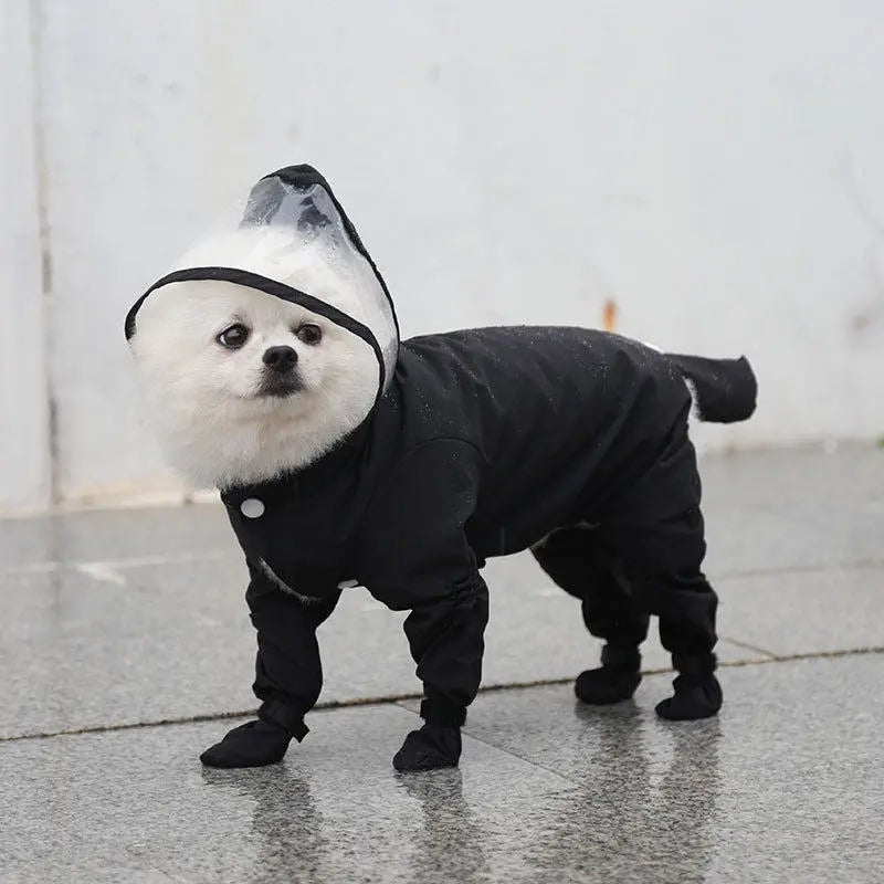 Waterproof 4-Leg Dog Raincoat with Hood & Attached Boots πΆ