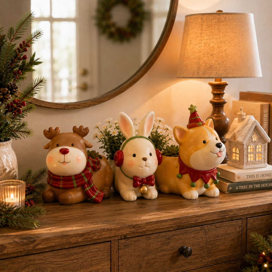 🌿Whimsical Christmas Animal Succulent Planters