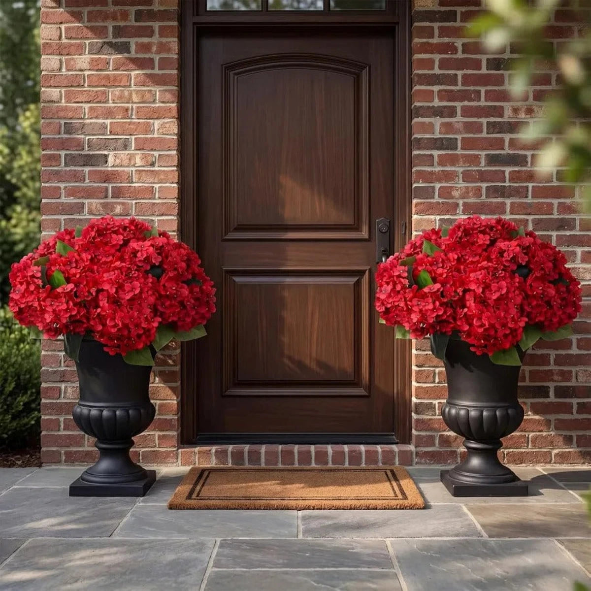 Red artificial hydrangea flowers