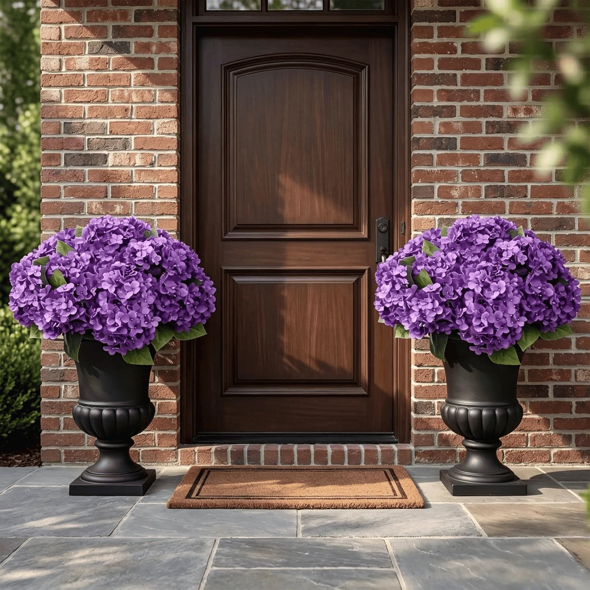 Purple artificial hydrangea flowers