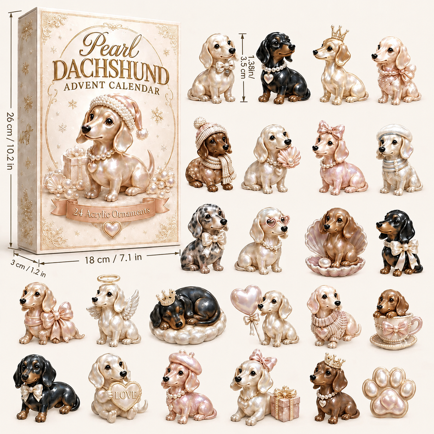 2026 Pearl Dachshund Christmas Advent Calendar | 24-Day Dog-Themed Collectible Decor Gift Box