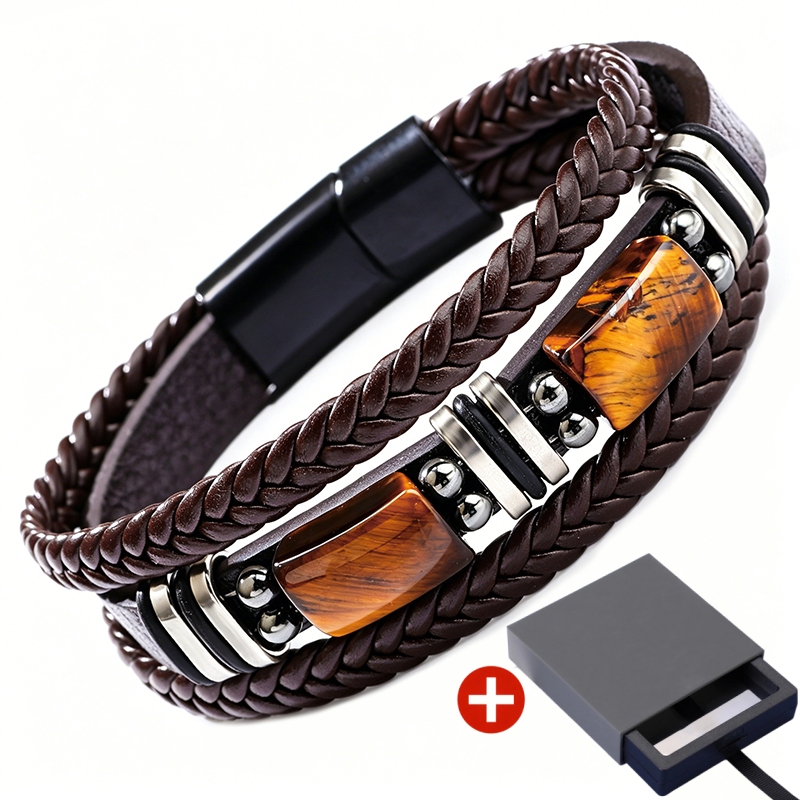 🖤✨ Urban Braided Leather Bracelet – Layered Unisex Wristwear for Everyday Style