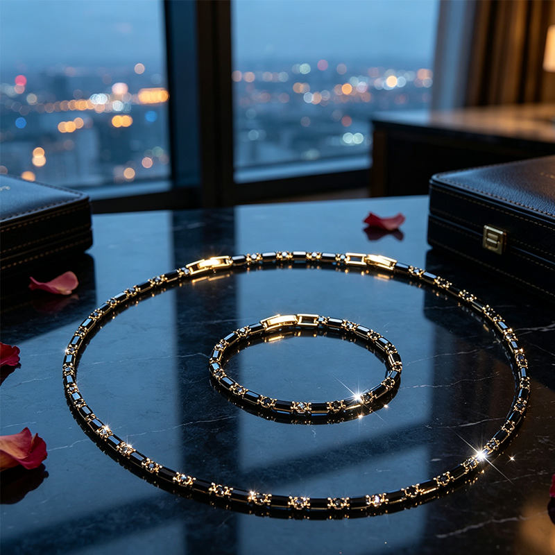 π LIMITED TIME 50% OFF! β¨ Sparkling Jewelry Set for Men β Statement Cubic Zircon Necklace & Bracelet Set β Refined Street Luxe Style β¨