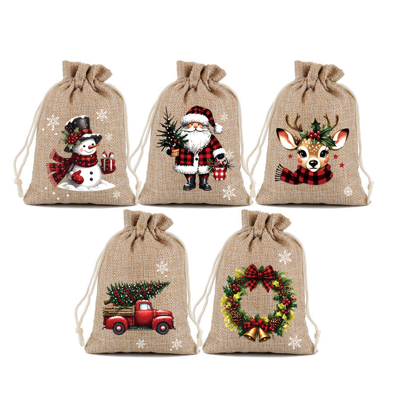 Reusable Christmas Drawstring Gift Bags – 10 × 15 cm
