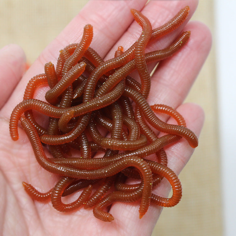 ✨8-cm-Gummiköder in Regenwurmform mit Garnelen-Aroma, 50 oder 100 Stück