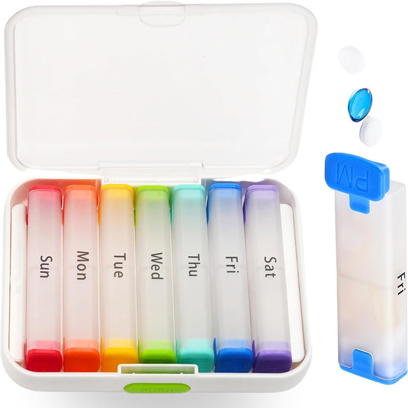 💊 Detachable Weekly Rainbow Pill Organizer - Moisture Proof Vitamin Case 🌈