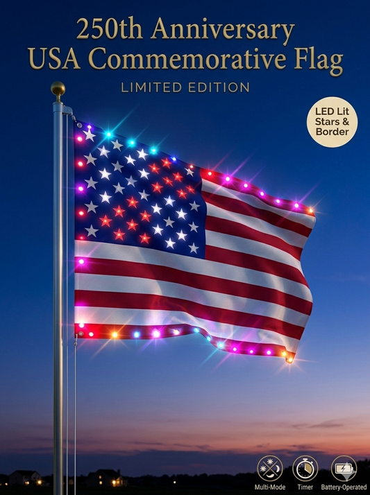Last Day 49% OFF🔥 🦅 Illuminated 250th Anniversary USA Commemorative Flag - Premium LED Edition -Bestseller