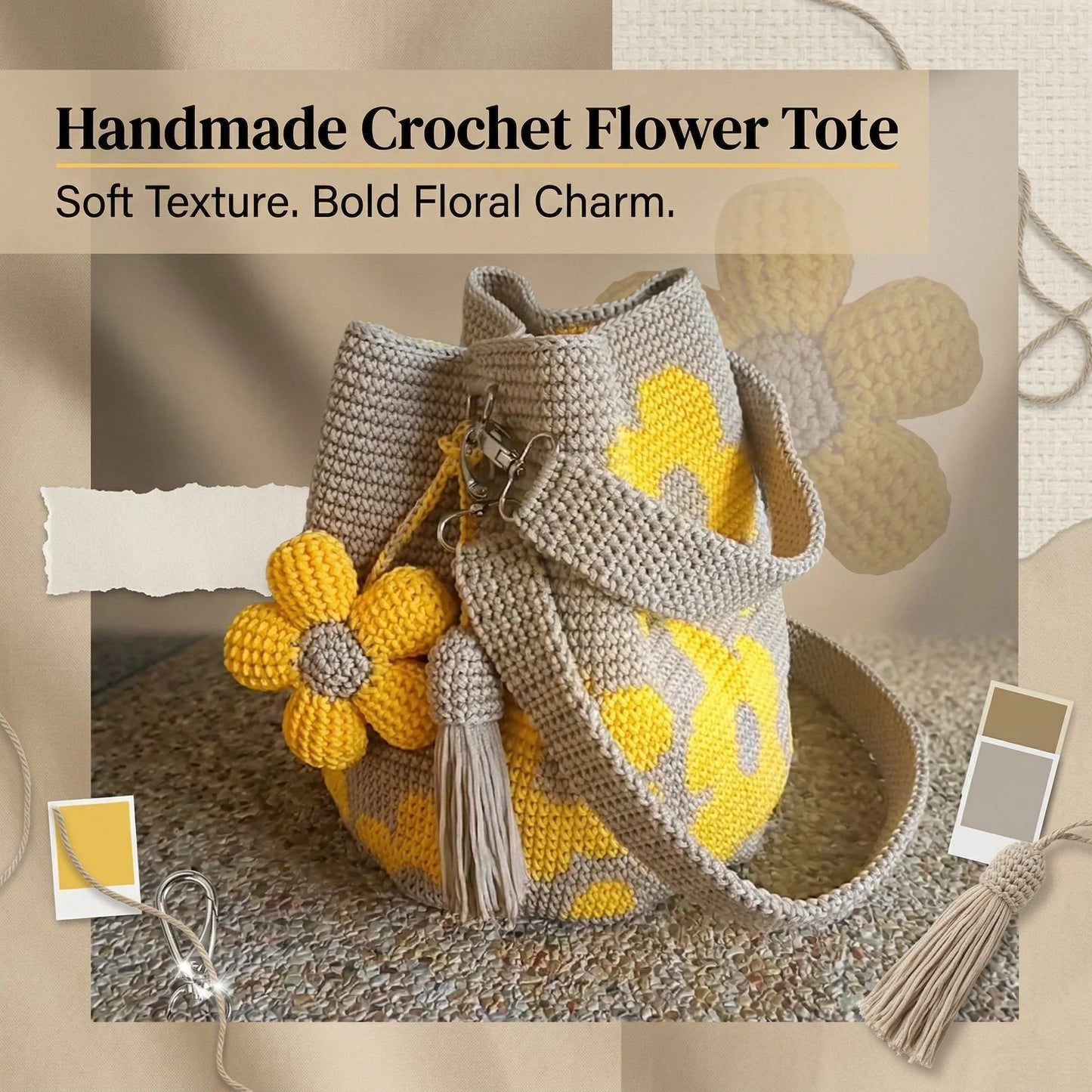 Handmade Crochet Flower Tote 🌼