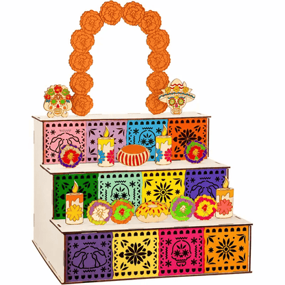 Day of the Dead Wooden Altar Display Set | 💕Death is not the end of life, forgetting is
