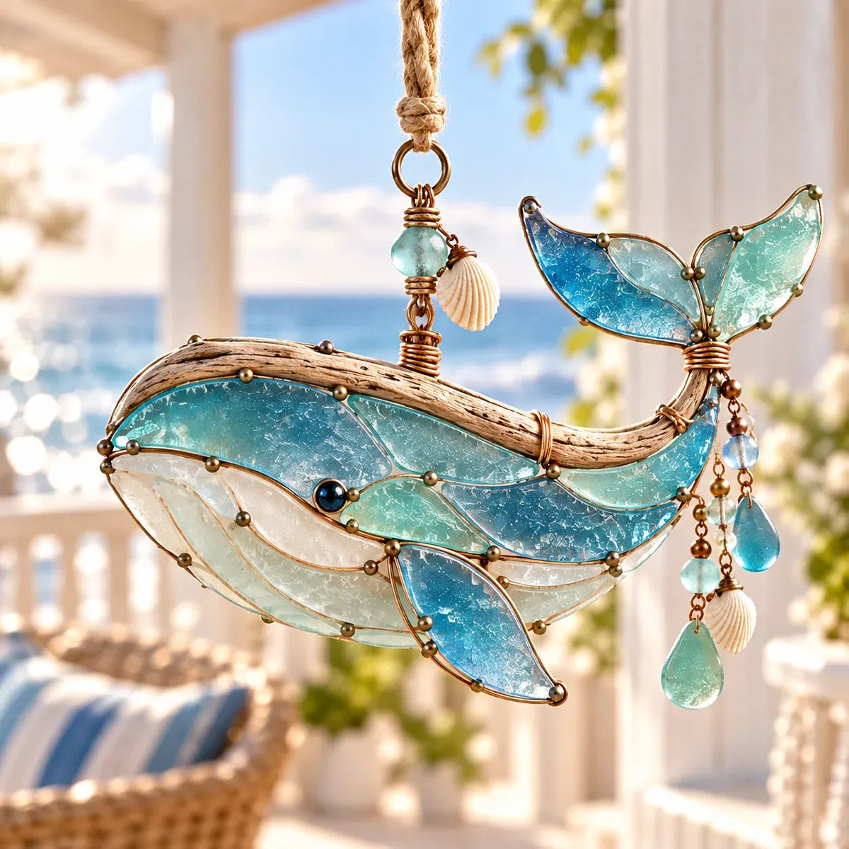 🌊✨ Sea Glass Coastal Charms™ – Handcrafted Ocean Suncatcher Hanging Ornament Collection