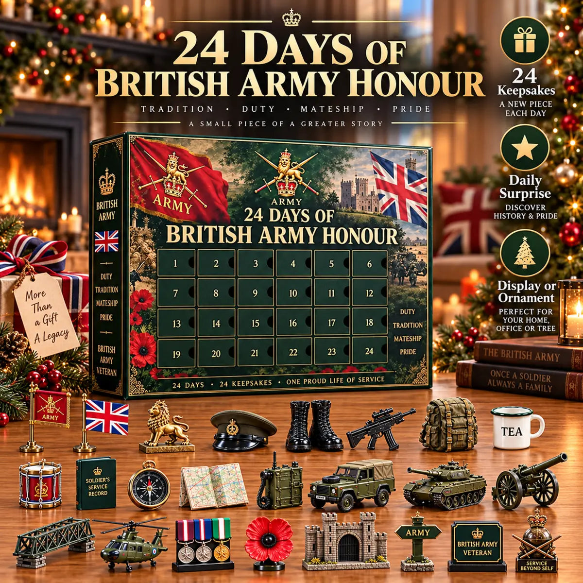British Army Honour Advent Calendar with 24 military-inspired keepsakes