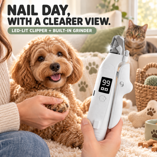 🐾 LIMITED‑TIME 50% OFF! 💥 2‑in‑1 LED Pet Nail Clipper & Grinder – Bloodline‑Light, LCD Display, Anti‑Splash ✨