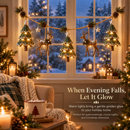 🦌 Lighted Woodland Christmas Garland