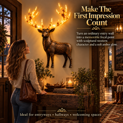💥 Hot-Selling Half-Price Deal ✨ Light-Up Longhorn Wall Sculpture, Rustic Western-Style LED Wall Decor🎁