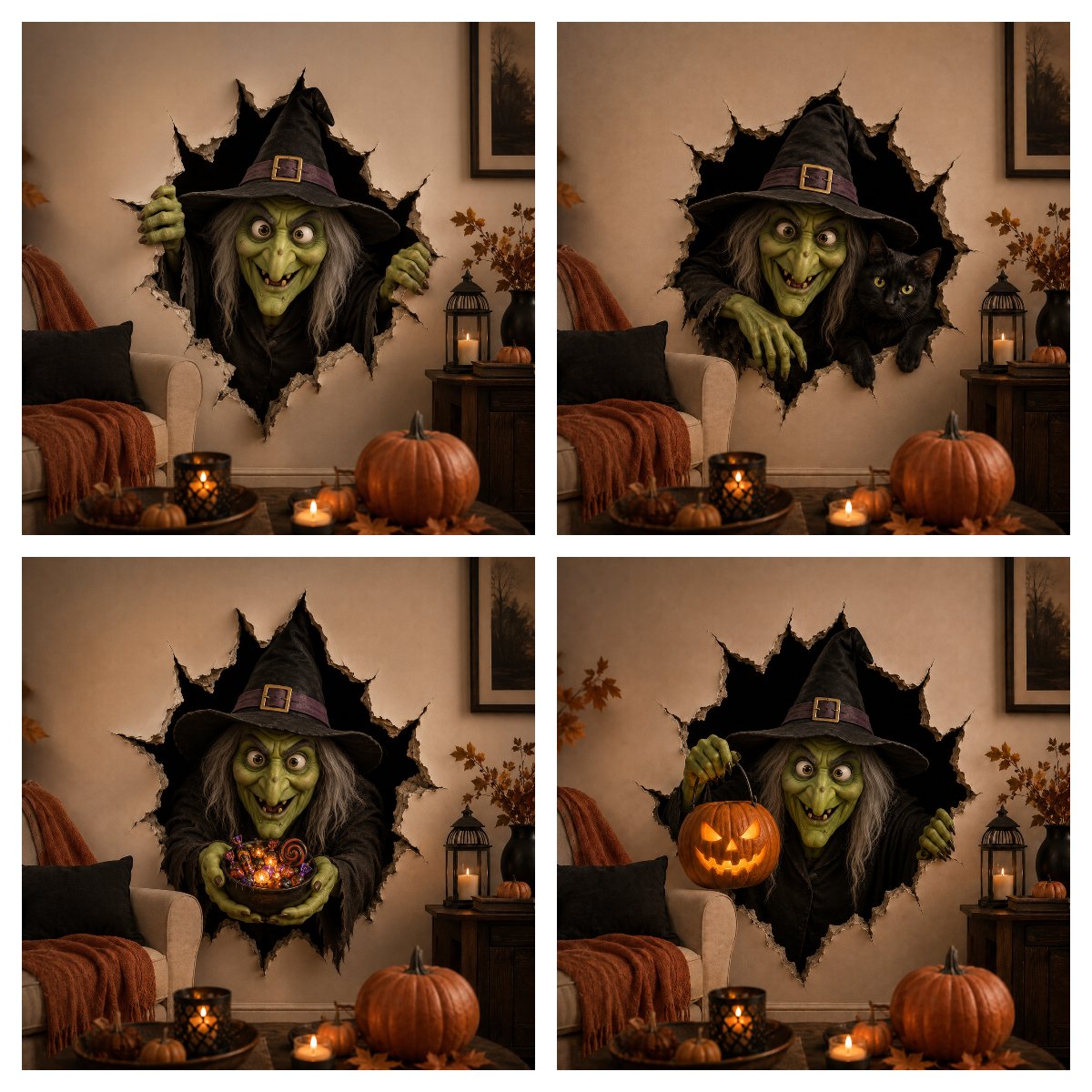 Halloween Witch Break-In 3D Wall Decal