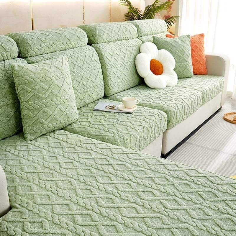 Luxury Plush Stretch Sofa Cover — Warm Comfort & Elegant Home Style