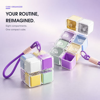 8-Compartment Rotating Cube Pill Organizer