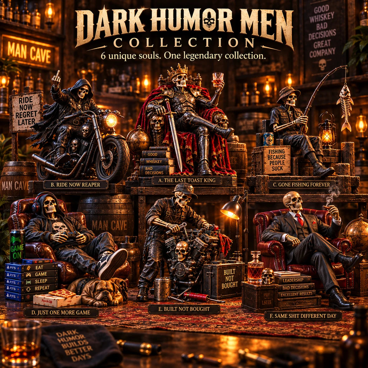 Bad to the Bone dark humor skeleton collectible collection