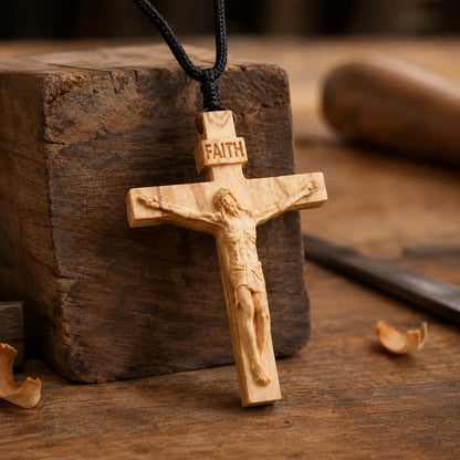✝️ Handmade Wooden Jesus Cross Necklace (𝐃𝐚𝐧𝐢𝐞𝐥 𝐁𝐫𝐨𝐨𝐤𝐬 𝐇𝐚𝐧𝐝𝐦𝐚𝐝𝐞®)