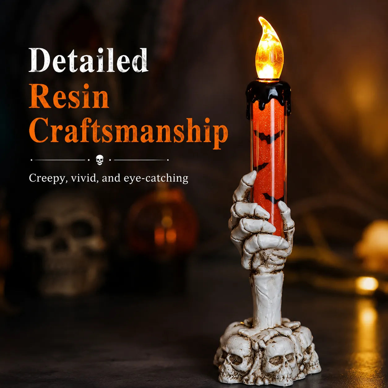 💀🕯️ Haunted Skeleton Hand Candle Light