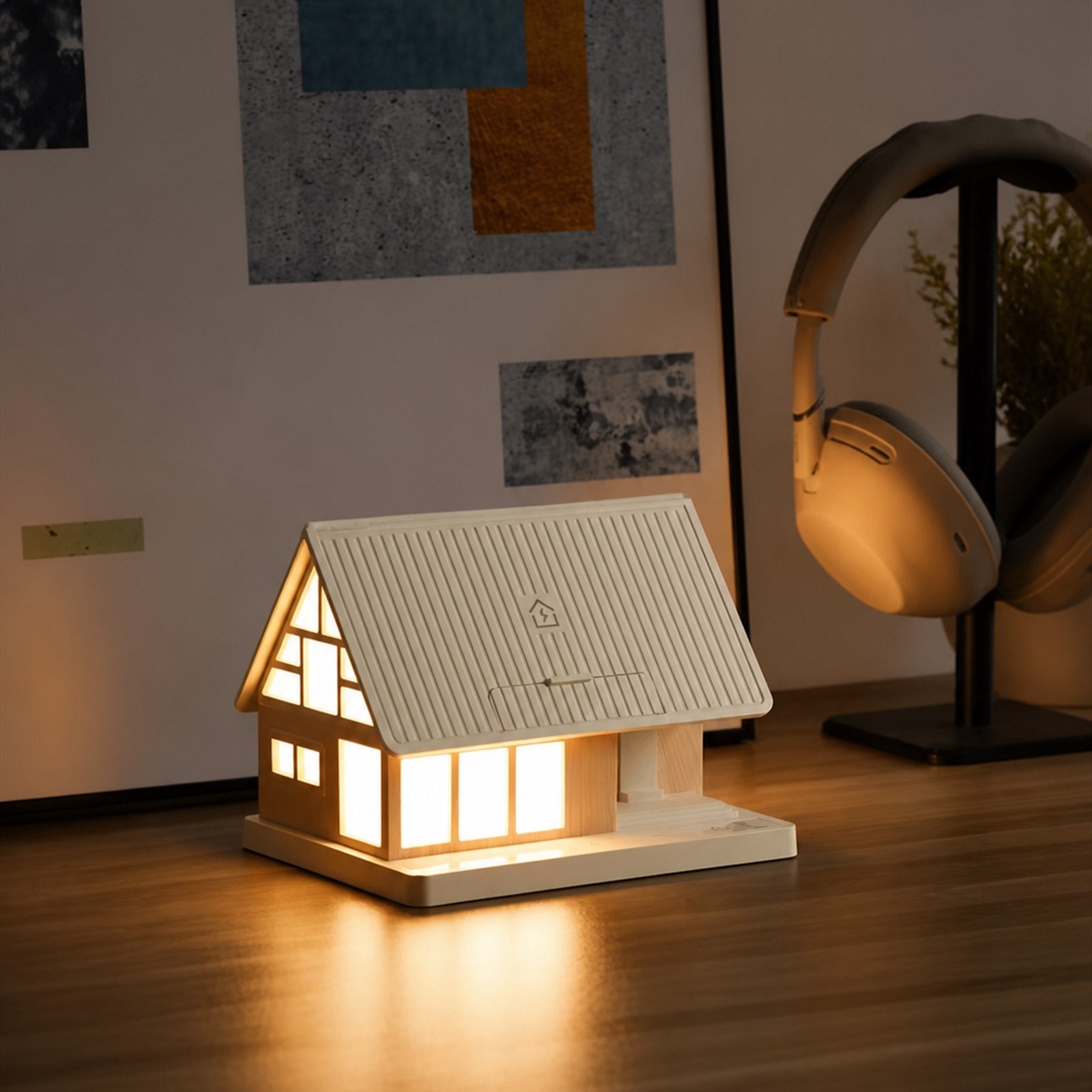 Cozy cabin alarm clock and night light
