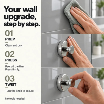 🔥Buy 1 Get 1 Free🔥2 PCS No Drill Suction Cup Hooks Heavy Duty Wall Hooks For Bathroom Kitchen And Home