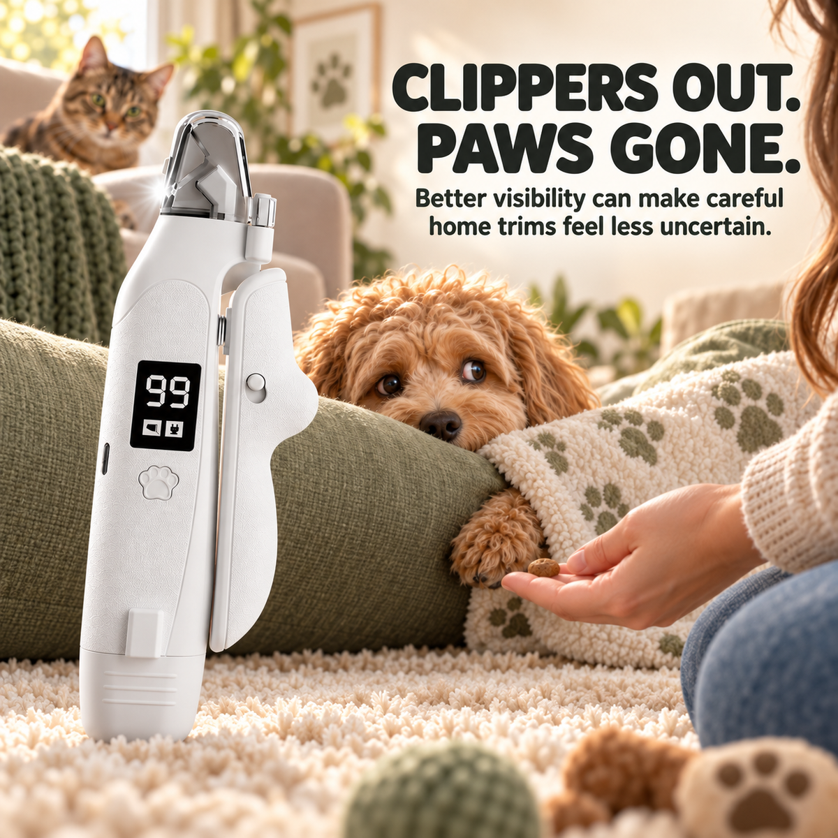 🐾 LIMITED‑TIME 50% OFF! 💥 2‑in‑1 LED Pet Nail Clipper & Grinder – Bloodline‑Light, LCD Display, Anti‑Splash ✨