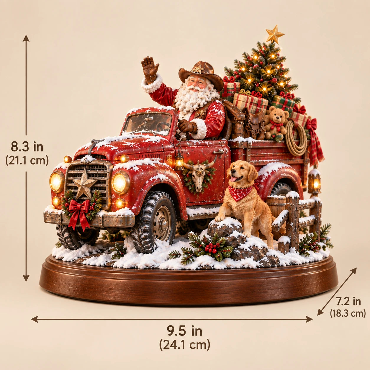 Detailed features of the Santa's Last Delivery Christmas keepsake