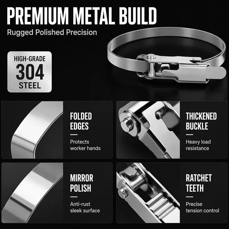 🔥LAST DAY 49% OFF - 🛠️Heavy Duty Stainless Steel Cable Tie with Flip Lock Buckle