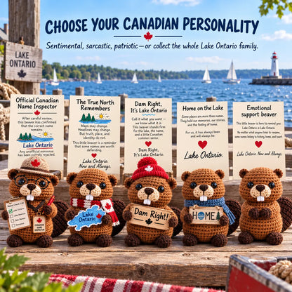 ⏳ Last Day 49% OFF – 🦫 Lake Ontario Emotional Support Beaver Crochet Keepsake | 5 Canadian-Inspired Personalities with Matching Message Cards for Cottage Families, Lake Lovers & Meaningful Gifts 🍁