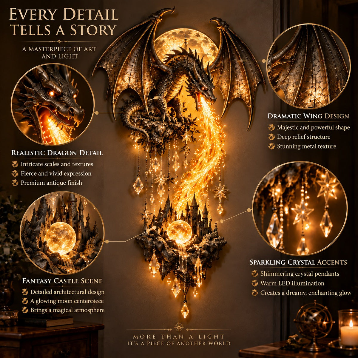 Dragon wall decor details