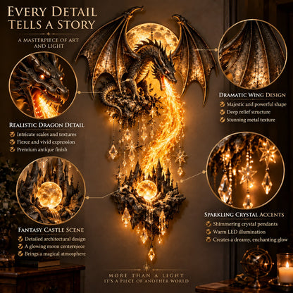 🔥 Last Day 49% OFF – 🐉 Dragonfire Moonlight Wall Lamp | Enchanted Fantasy Castle Decor 🌙