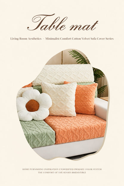 Luxury Plush Stretch Sofa Cover — Warm Comfort & Elegant Home Style