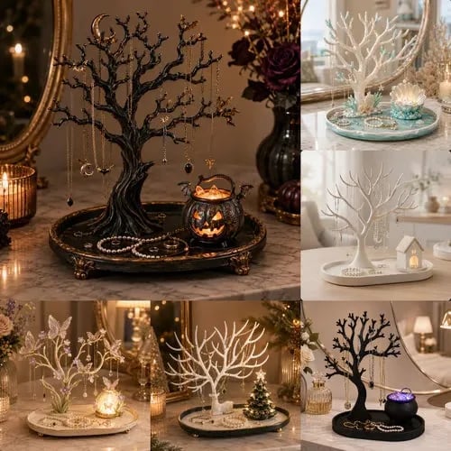 ✨ Illuminated Sculptural Jewelry Display – 3D Branch Organizer & Vanity Accent
