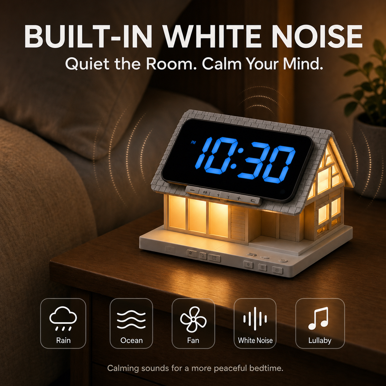 Built-in white noise bedside alarm clock