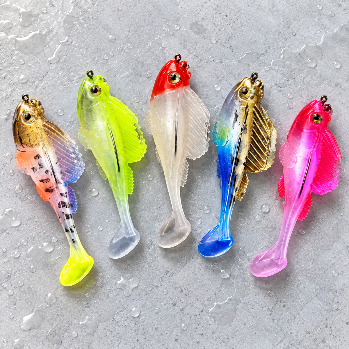 5-Piece T-Tail Soft Lure Set with Box
