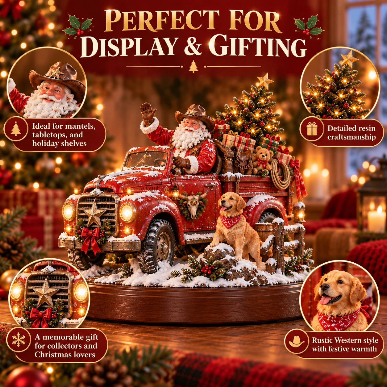 Santa's Last Delivery displayed as a Western Christmas gift and holiday decoration