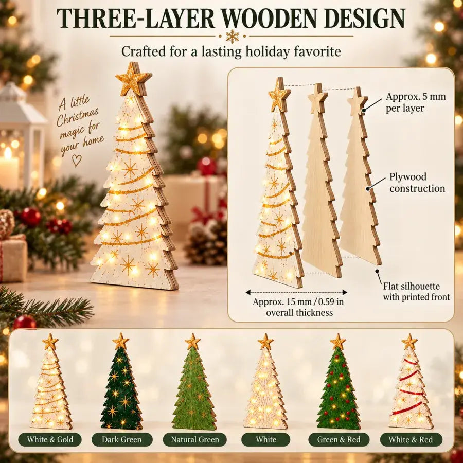 Three-layer plywood construction and thickness details of the wooden Christmas trees